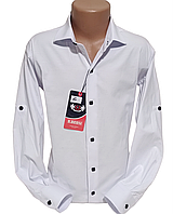 Рубашки для мальчиков с длинным рукавом Sinyor Besni dd-0006 белая приталенная однотонная Турция, стильная