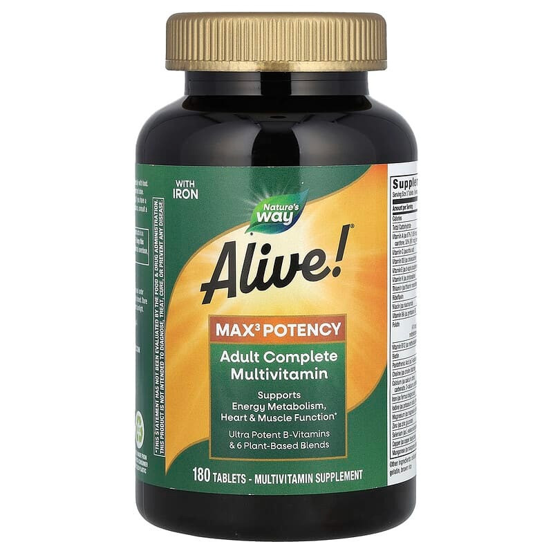 Мультивітаміни для чоловіків і жінок Nature's Way "Alive! Max3 Daily Multi-Vitamin" (180 таблеток), фото 1