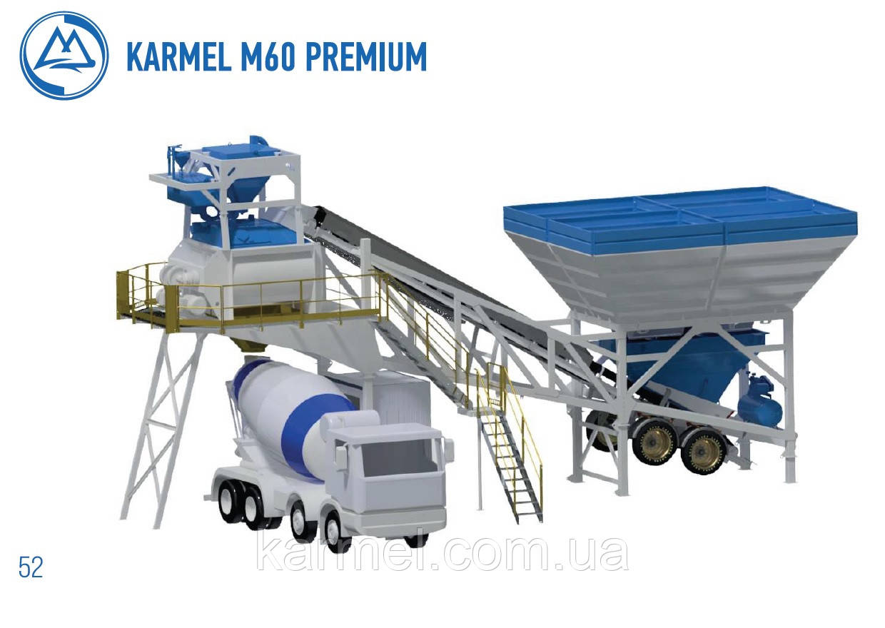 Мобільна бетонозмішувальна установка на шасі KARMEL М60 PREMIUM (60 м.куб/год.)