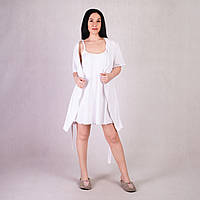 Комплект женский халат с ночной в роддом для беременных и кормящих "Застежка" Tiana Style размер 46-48 Белый