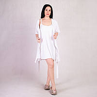 Комплект женский халат с ночной в роддом для беременных и кормящих "Застежка" Tiana Style размер 54-56 Белый