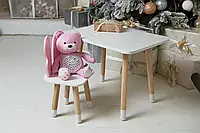 Стильный детский столик и стульчик для обучения дома, Красивый розовый набор мебели для творчества игр уроков Розово-Белый
