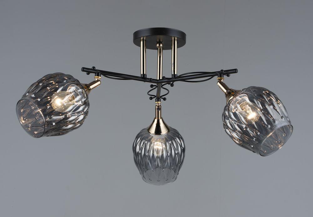 Люстра потолочная черная на три поворотных плафона D650*H260 E27