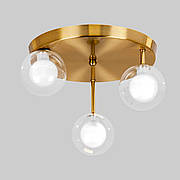 Брнонзова стельова люстра з подвійними плафонами (61-H100F-3 BRZ+CLWH 300)