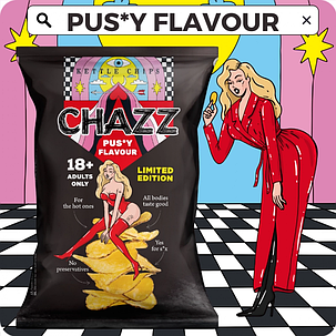Чіпси Chazz Chips Pussy Flavour Box 90 г в подарунковій коробці, фото 2
