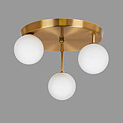 Бронзова стельова люстра з білими кулями (61-H100F-3 BRZ+WH 300)