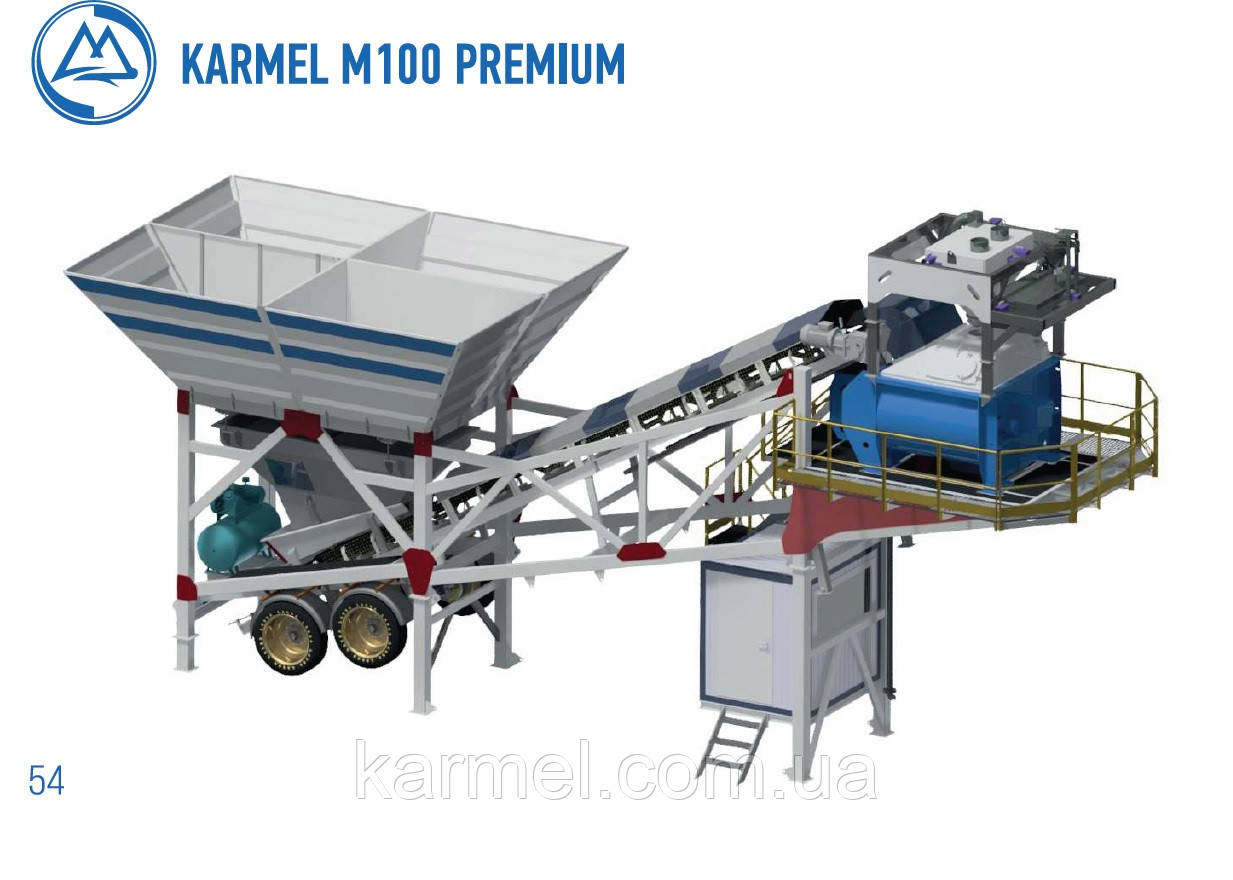 Мобільна бетонозмішувальна установка на шасі KARMEL М100 PREMIUM (100 м.куб/год.)