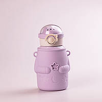 Термос детский с трубочкой и ремешком 500 мл из нержавеющей стали Фиолетовый, UASHOP