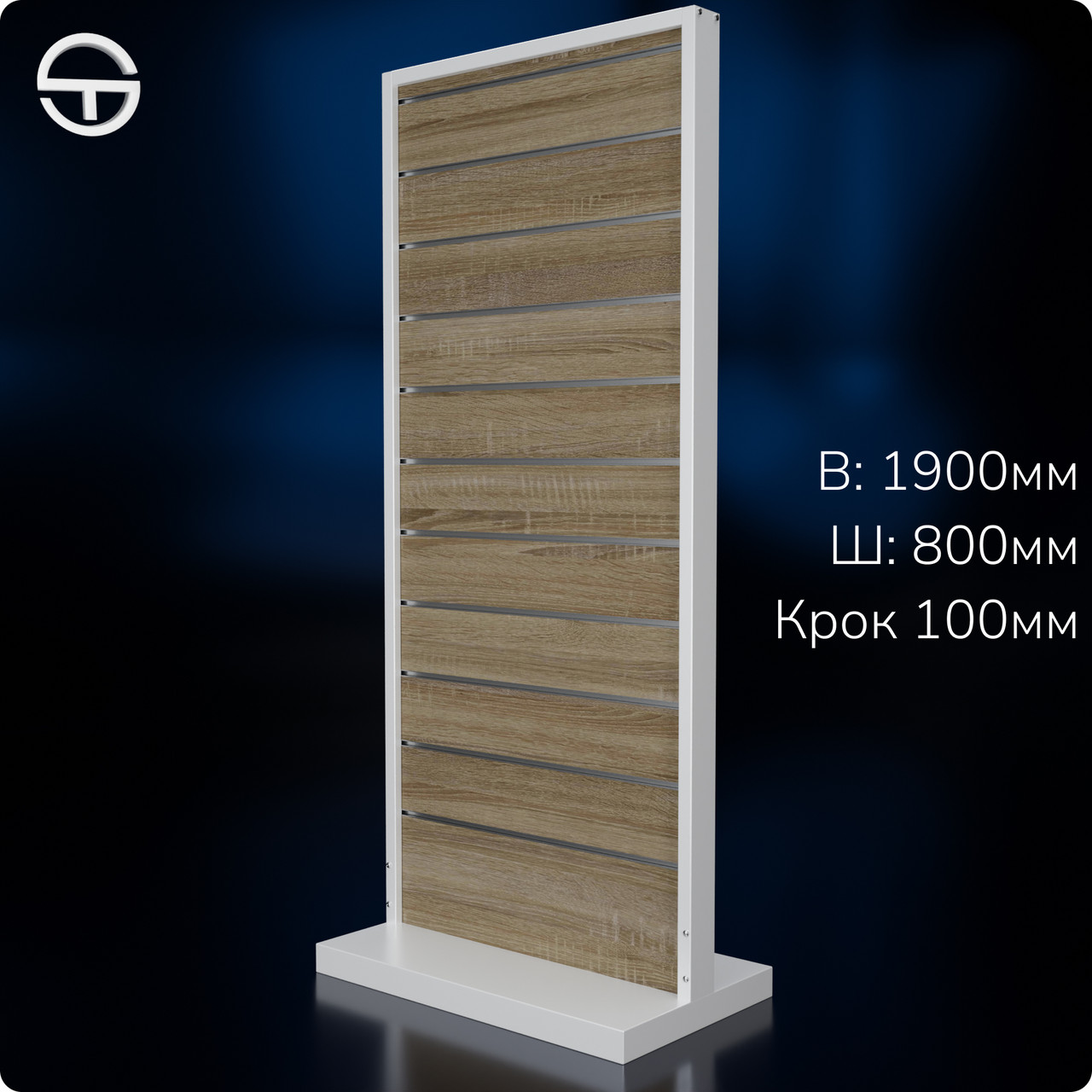 Стійка економпанель "КОН-8" 1900х800х480мм крок 100мм. Експопанель для гачків та полиць у магазин для аксесуарів, фото 1
