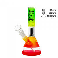 Бонг стеклянная трубка Amsterdam Rasta Mini H:19 cm. Ø:28 mm.