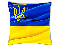 Подушка с принтом Подушковик Флаг Украины 32х32 см Желто-синий (hub_irf02e) EV, код: 8141334