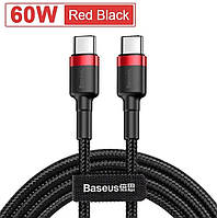 Кабель Baseus USB Type-C to ЮСБ Тайп Си 60W 3A 0.5м Шнур для быстрой зарядки ноутбуков и смартфон PD QC базеус