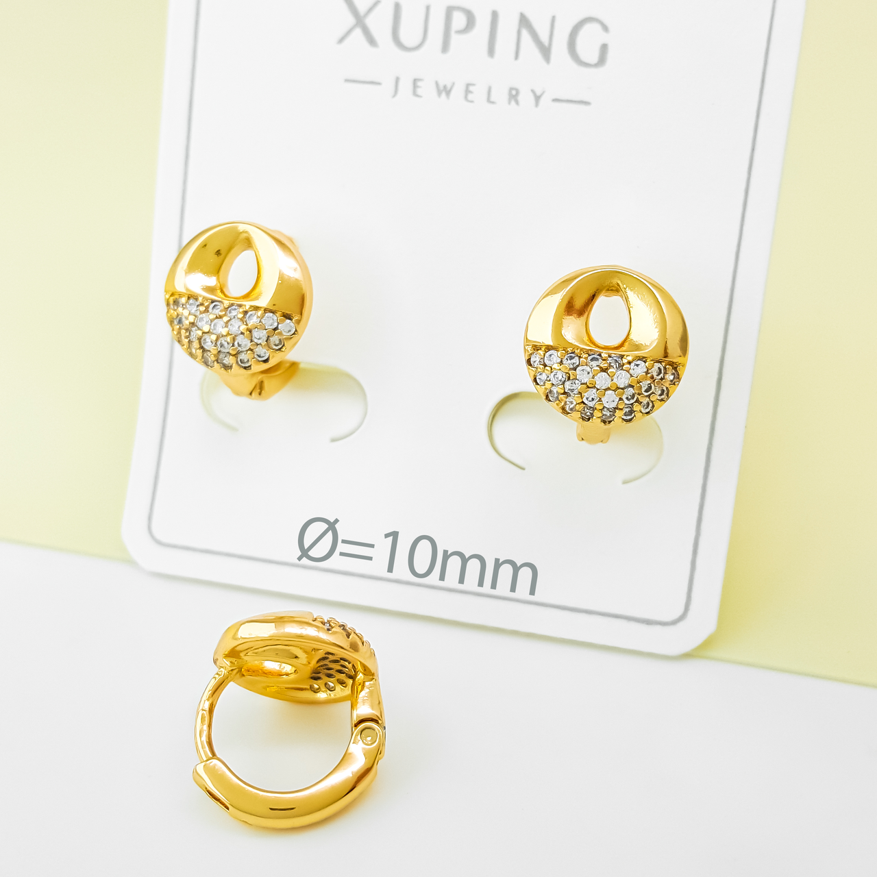 Сережки "Коло" з розсипом каміння, медичне золото Xuping 18К