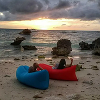 Надувной пляжный матрас гамак lamzac air ламзак шезлонг надувной диван для улицы и воды 220х70см