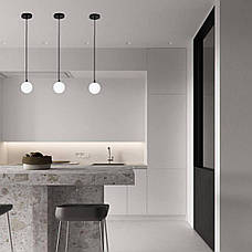 Підвіс зі скляною білою 10см кулею (61-P100F-1 BK+WH), фото 3