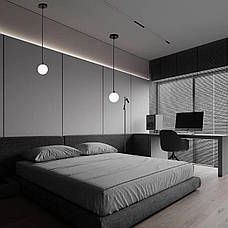 Підвіс зі скляною білою 10см кулею (61-P100F-1 BK+WH), фото 5