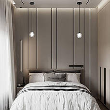 Підвіс зі скляним подвійним плафоном 10см (61-P100F-1 BK+CLWH), фото 4