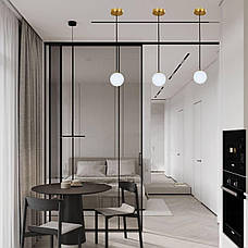 Бронзовий підвіс зі скляною білою 10см кулею (61-P100F-1 BRZ+WH), фото 3