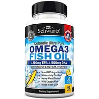 Рыбий жир из омега-3 1200 мг ЭПК 900 мг ДГК (Omega-3 fish oil) BioSchwartz 90 капсул