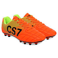 Бутсы футбольные YUKE CS7 размер 39 (длина стельки 25 см) оранжевый-салатовый H8003-2