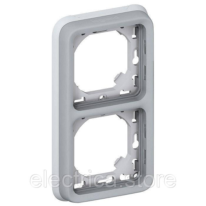 Plexo Рамка 2-постова з супортом, вертикальна, IP55, сірий 69685, фото 1