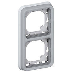 Plexo Рамка 2-постова з супортом, вертикальна, IP55, сірий 69685
