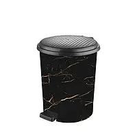 Педальне відро 17 л Elif Plastik Чорний мармур для утилізації сміття для домашнього використання