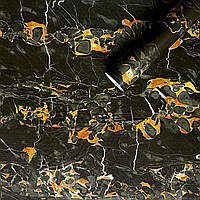 Самоклеющаяся пленка черный мрамор с желтым 0,45х10мх0,07мм SW-00001282