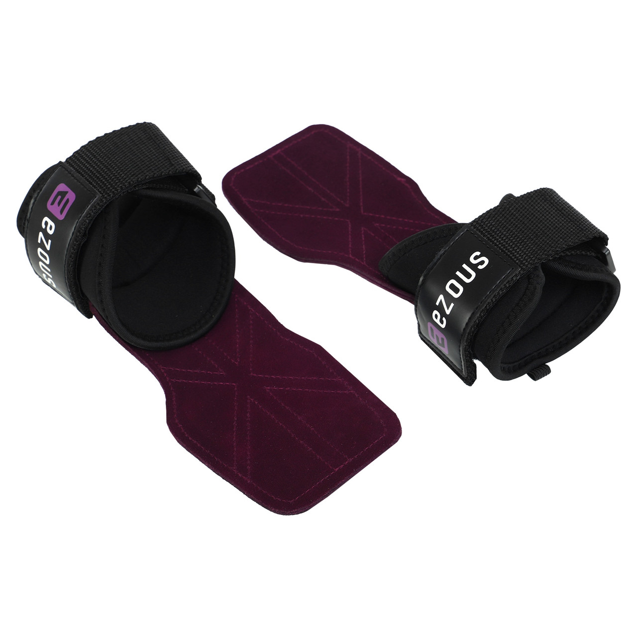 Накладки атлетичні для підтягування та тяги шкіряні Ezous Lifting Grips D-16 2 шт. у комплекті Black-Violet