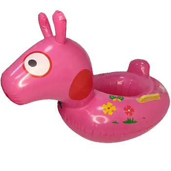 Надувний круг-крісло з ручками безпеки, у формі свинки-пеппи 60*46см, Рожевий / Надувний дитячий круг