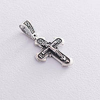 Православный серебряный крест Распятие. Спаси и Сохрани 133092 Оникс EM, код: 6731286