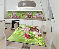 Наклейка виниловая на стол Zatarga Цветы и Розовый Фарфор 600х1200 мм TR, код: 5570413