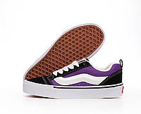 Красивые женские кеды Ванс. Модные женские кроссовки Vans KNU Purple Black White.