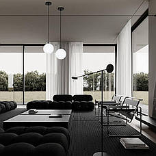 Чорний підвіс зі скляною білою 15см кулею BUBBLES (61-P150F-1 BK+WH), фото 4