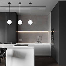 Чорний підвіс зі скляною білою 15см кулею BUBBLES (61-P150F-1 BK+WH), фото 3