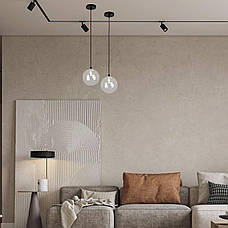 Чорний підвіс зі скляною прозорою 15см кулею BUBBLES (61-P150F-1 BK+CL), фото 4