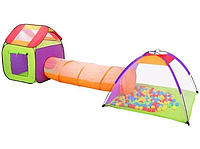 Палатка детская Домик + туннель + 200шт мячей Malatec