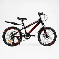 Дитячий спортивний велосипед 20’’ Corso «CRANK» сталева рама, обладнання LTWOO-A2, 7 швидкостей, зібран на 75%