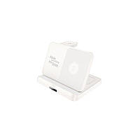 Бездротовий зарядний пристрій HOCO CQ7 Pass folding 3-in-1 wireless fast charger(iWatch+SAM) Milky White