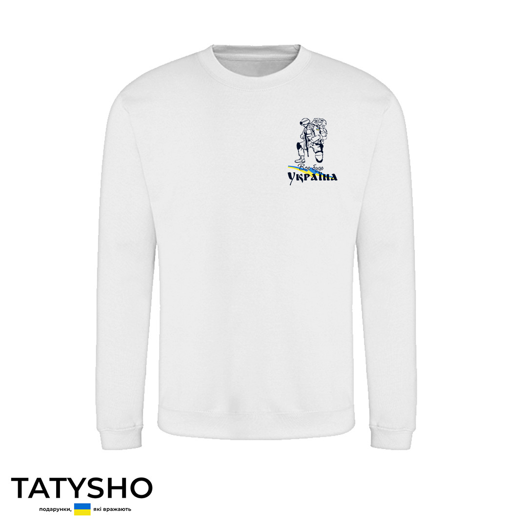 Світшот з принтом "Все буде Україна" військовий і прапор (МАЛ), ПРЕМІУМ, фото 1