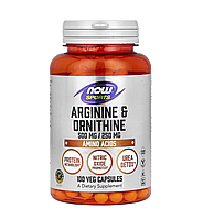 Аргінін та орнітин, Arginine & Ornithine, Now Foods, Sports, 500 мг 250 мг, 100 капсул