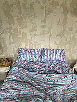 Яскравий дитячий комплект постільної білизни з принтом Єдинороги Бязь, якісна дитяча постільна білизна