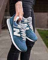 Женские кроссовки New Balance 574 Blue White нью беленс стильные кроссы женская обувь