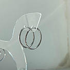 Срібні сережки кільця Конго жіночі ребристі 925 проба з родованим покриттям (ф. 2 см), фото 4