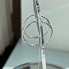 Срібні сережки кільця Конго жіночі ребристі 925 проба з родованим покриттям (ф. 2 см), фото 2