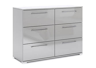 Комод 6шх Мегі сірий глянець шиншила/дзеркало Міро Марк