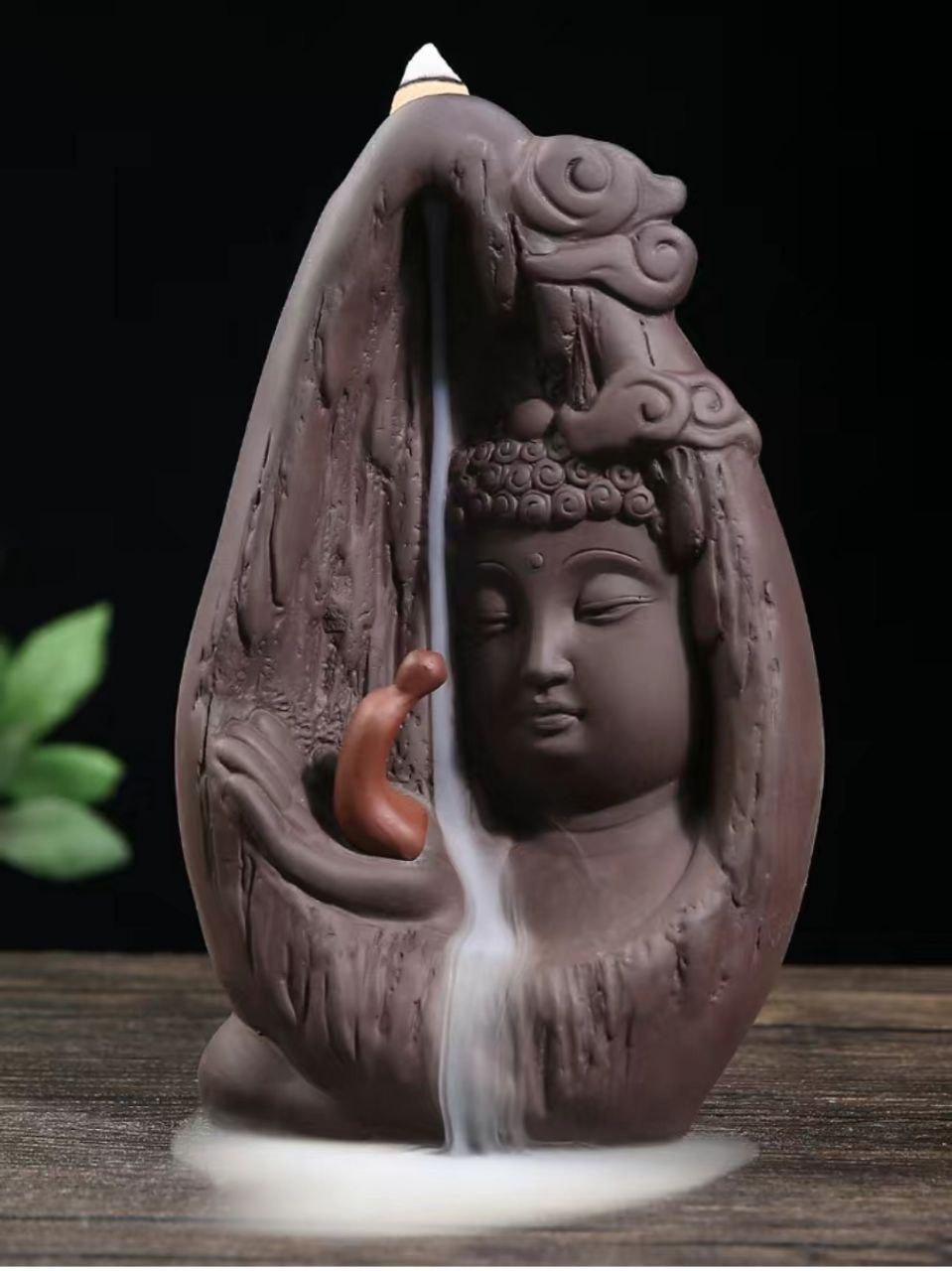 Підставка для пахощів "Мудрець із Буддою" рідкий дим + 20 аромоконусів пахощів, фото 1