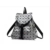 Стильний молодіжний рюкзак Bao Bao Issey Miyake Silver маленький Геометричний дизайн Сріблястий