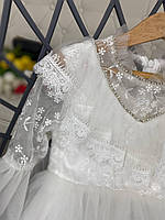 Плаття з рукавом + гіпюр Біле Літо 202102 99, Білий, Для дівчаток, Літо, 110, 5 років