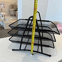 Підставка лоток для інструментів на 3 полиці металева чорна сітка, фото 4